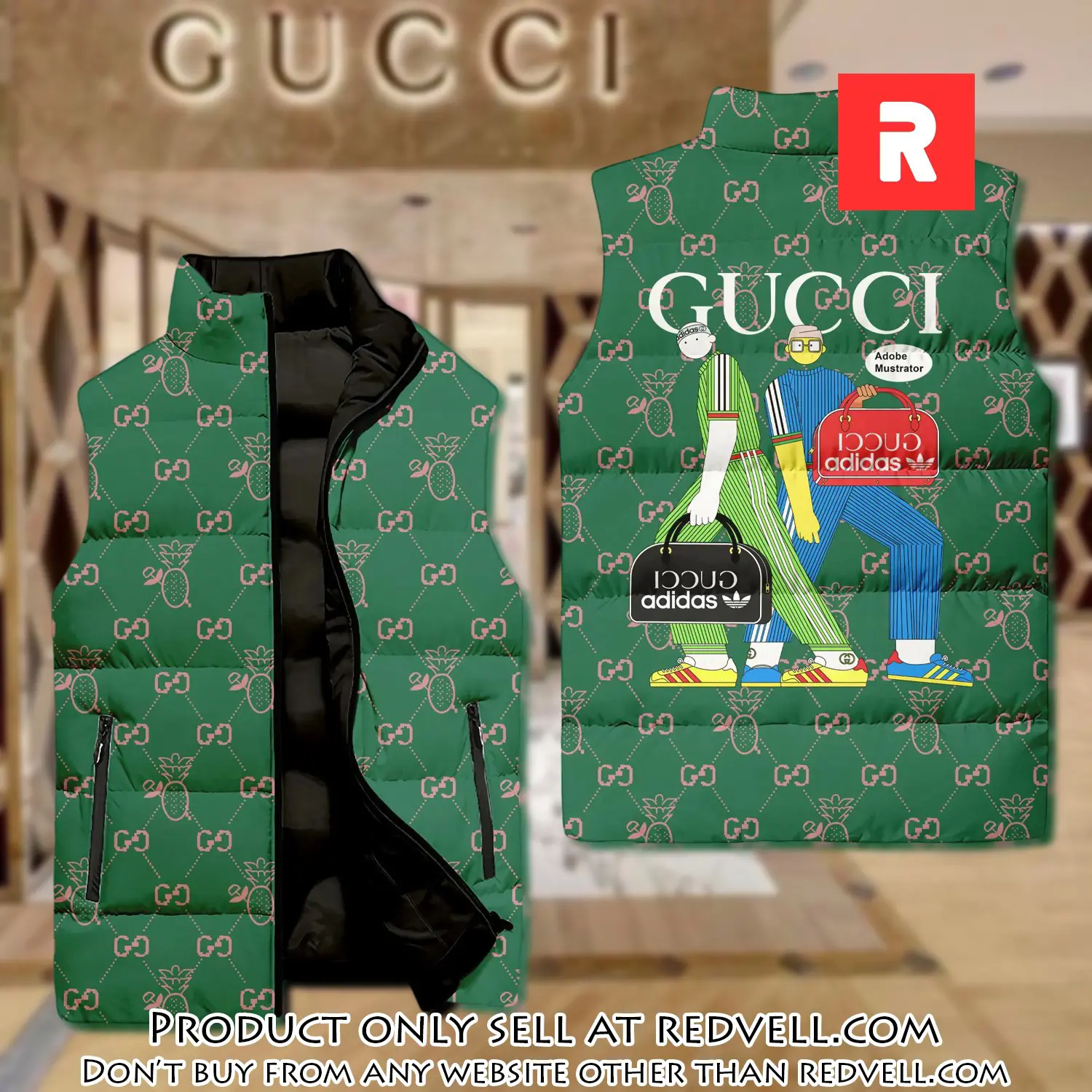 Gucci two men luxury brand 3d sleeveless down jacket rv5340000